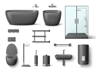 Realistic Bathroom Fixtures Set Royalty Free Vector Image