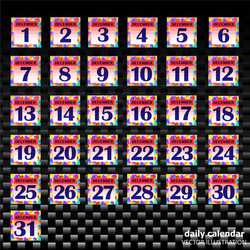 set buttons with calendar dates for month vector image