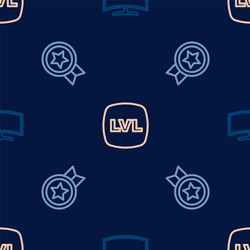 set line computer monitor game rating with medal vector image