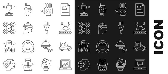 Set line creating robot autonomous smart car vector