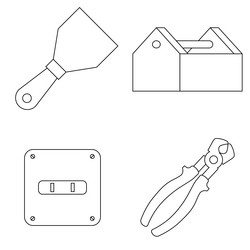 set of work icons putty knife toolbox socket plug vector image