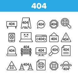 404 http error message linear icons set vector image