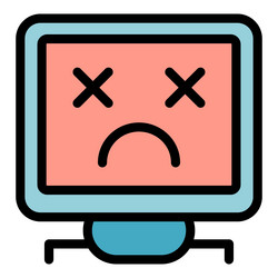 broken computer showing sad face on screen icon vector image