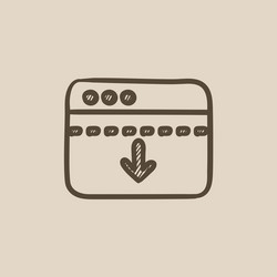 browser window with arrow down sketch icon vector image