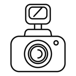 digital camera with external flash is taking vector image