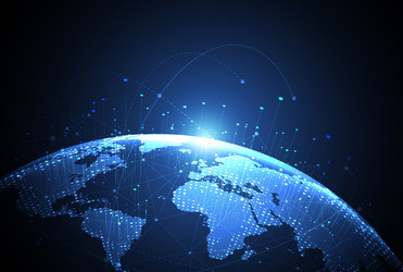 global network connection world map point vector image