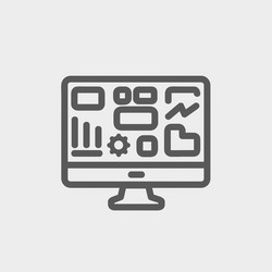 monitor with business graph thin line icon vector image