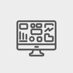 monitor with business graph thin line icon vector