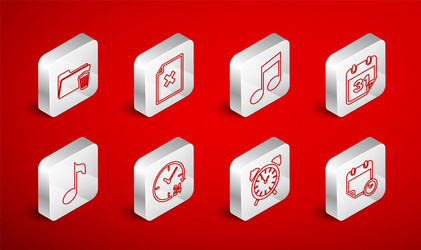 set line calendar and clock delete file document vector image