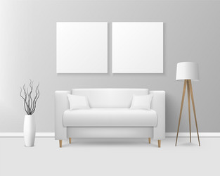 3d realistic render white sofa couch vector