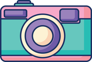 Camera retro device with color pastel vector