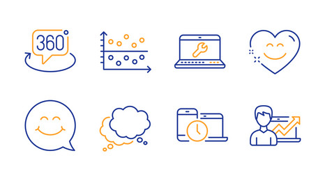 dot plot speech bubble and smile face icons set vector image