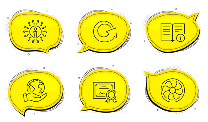 info reload and fan engine icons set technical vector image