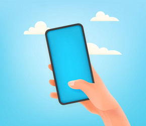 man using modern smartphone with empty screen vector image