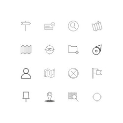 maps and navigation linear thin icons set vector image
