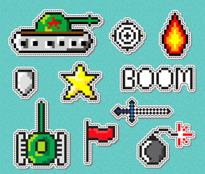 pixel art objects to create fashion patch vector image