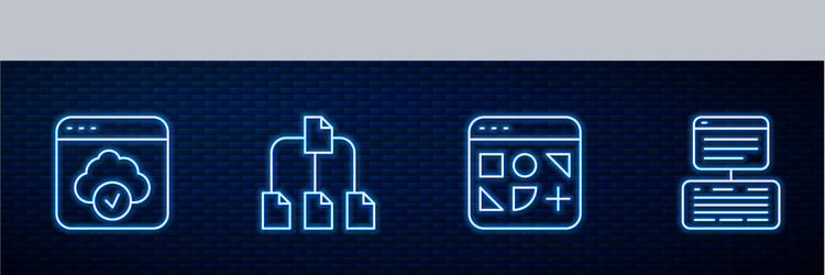 Set line different files cloud technology data vector