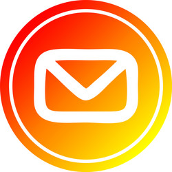 envelope letter circular in hot gradient spectrum vector image