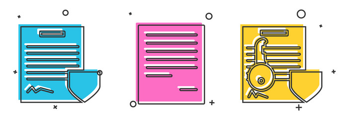 set contract with shield document vector image