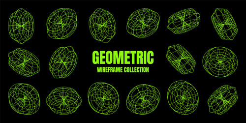 wireframe lined shapes perspective mesh 3d grid vector image