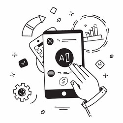 mobile phone with holographic ai qa and audit vector image