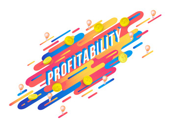 Profitability word isometric design with letters vector