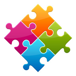 Colorful jigsaw puzzle in four pieces Royalty Free Vector