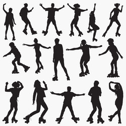 Roller Skating Silhouettes - People & Motion Vector Image