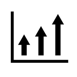 Bar graph icon in the shape of an ascending arrow vector