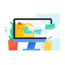 computer display with opened mailbox and letters vector image