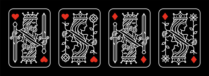 King and queen playing card vector