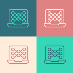 pop art line neural network icon isolated on color vector image