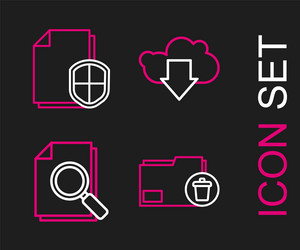 set line delete folder document with search cloud vector image