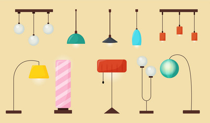 Set of lamps vector