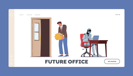 Fired male character leave office with box landing vector