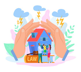 hands shield house family civil law protection vector