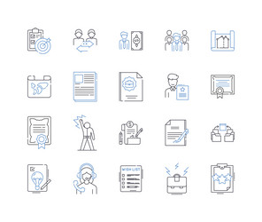 File processing line icons collection parsing vector