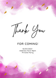 thank you card template with hand painted purple vector