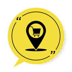 Black map pointer with shopping cart icon isolated vector