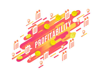 Profitability word isometric design with letters vector