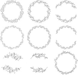 Spring Wreath Doodle Collection Vector Image