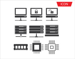 Computer series icon set network connection vector