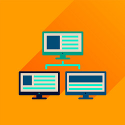 flat icon with long shadow computer network vector