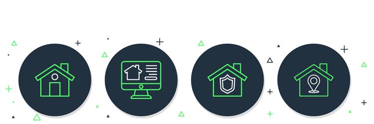 set line online real estate house vector