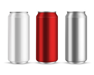 Aluminum Cans - Metal Beverage Can Set Vector Image