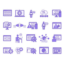 colored set of programming and coding icons vector image