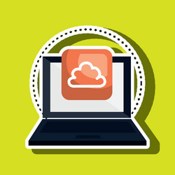 computer laptop with cloud computing isolated vector image