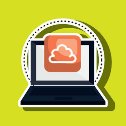 Computer laptop with cloud computing isolated vector