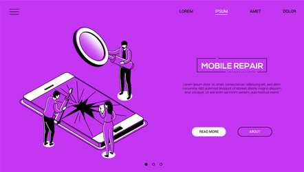 Mobile repair - line design style isometric web vector