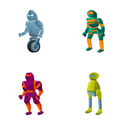 Robot icons set cartoon modern electronic vector